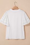 Hollow Out Embroidered Short Sleeve Round Neck Top - Trendsi - Flyclothing LLC