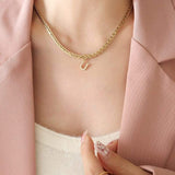 Brass Inlaid Zircon Letter Pendant Necklace - Trendsi - Flyclothing LLC
