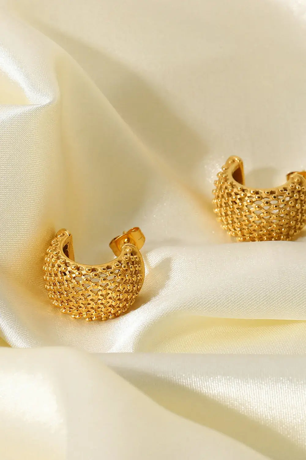 Mesh Half Hoop Earrings - Trendsi - Flyclothing LLC