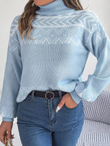 Turtleneck Dropped Shoulder Sweater - Trendsi - Flyclothing LLC