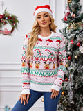 Christmas Element Round Neck Long Sleeve Sweater - Trendsi