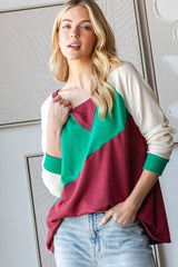 HOPELY Full Size Color Block Long Sleeve T-Shirt - Trendsi