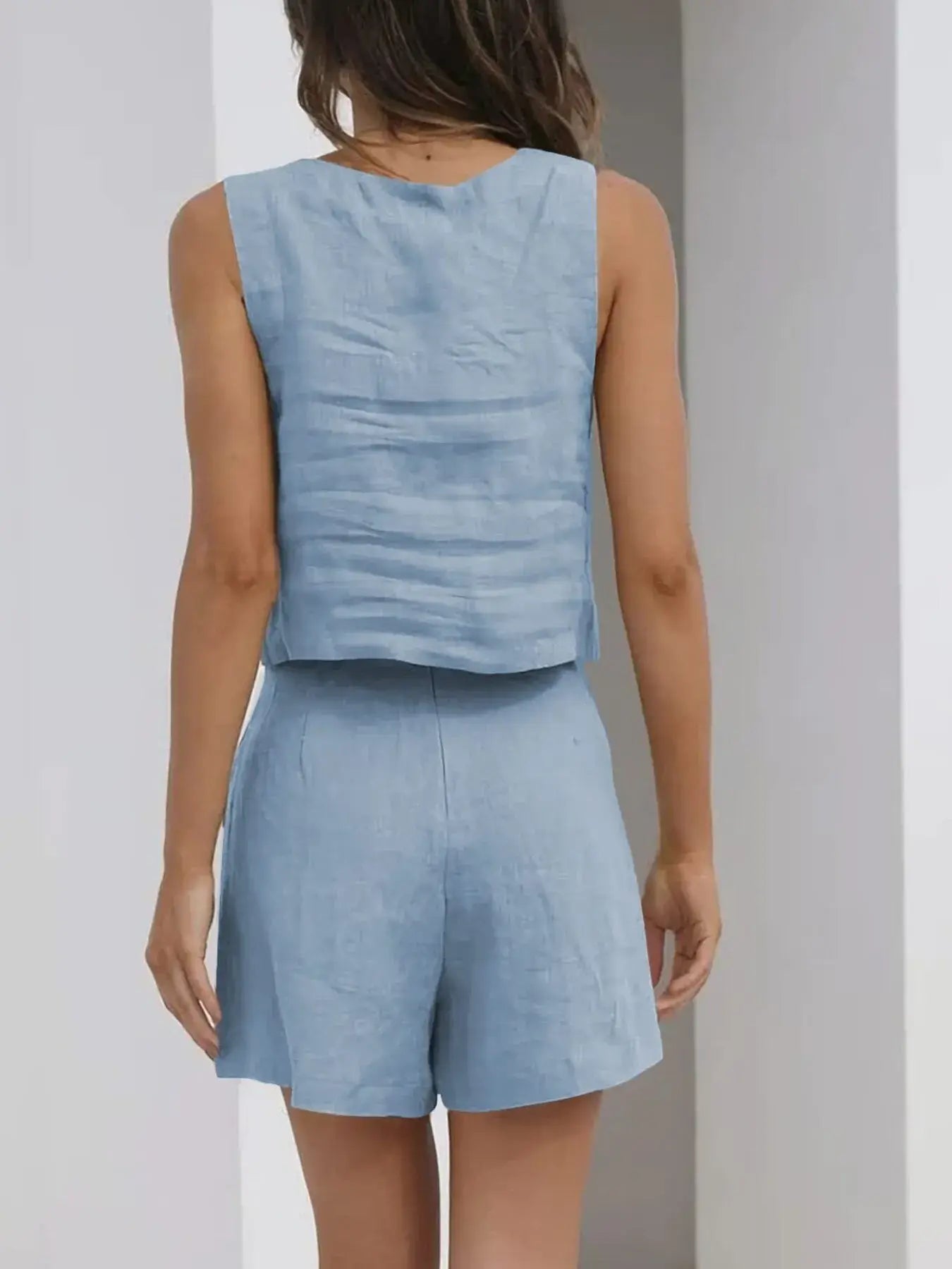 Square Neck Tank and Shorts Set - Trendsi - Flyclothing LLC