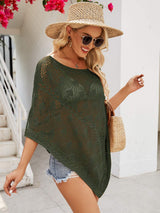 Openwork Boat Neck Shawl Cover Up - Trendsi - Flyclothing LLC