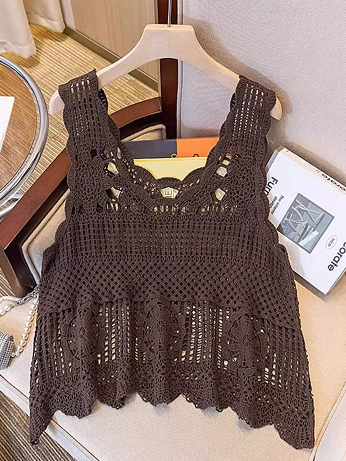 Openwork Scoop Neck Tank - Trendsi - Flyclothing LLC