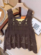 Openwork Scoop Neck Tank - Trendsi - Flyclothing LLC