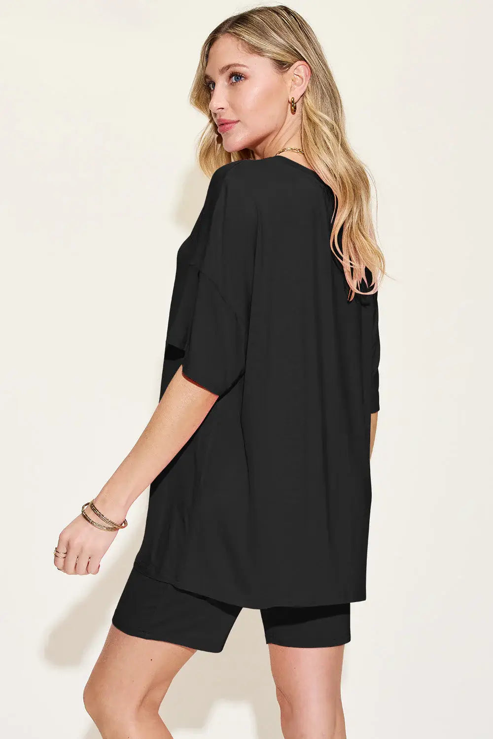 Basic Bae Bamboo Full Size V-Neck Drop Shoulder T-Shirt and Shorts Set - ShopBasicbae - Flyclothing LLC