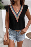 Full Size Ruffled V-Neck Cap Sleeve Blouse - Trendsi - Flyclothing LLC