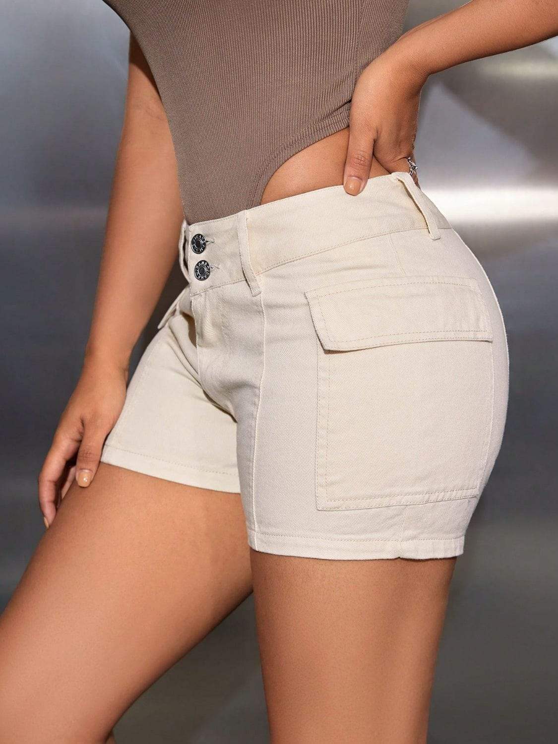 Mid-Rise Waist Denim Shorts with Pockets - Trendsi - Flyclothing LLC