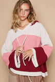 POL Color Block Long Sleeve Hooded Sweater - Trendsi