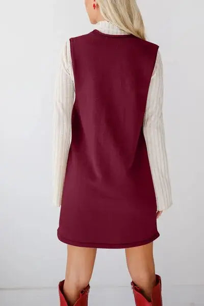 Lovelet Pocketed V-Neck Mini Sweater Overall Dress - Trendsi - Flyclothing LLC