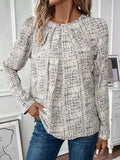Ruched Round Neck Long Sleeve Blouse - Trendsi - Flyclothing LLC