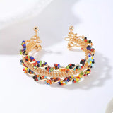 18K Gold-Plated Three Layered Open Bracelet - Trendsi - Flyclothing LLC