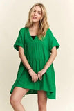 ADORA Tiered Notched Short Sleeve Dress - Trendsi