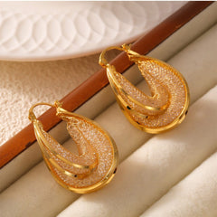 Copper Glass Stone U Shape Earrings - Trendsi