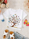 Children's Butterfly Tree Graphic Casual T-Shirt - Trendsi - Flyclothing LLC