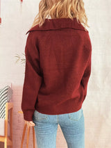 Ribbed Hem Raglan Sleeve Sweater - Trendsi - Flyclothing LLC