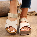 Crisscross Open Toe Platform Sandals - Trendsi - Flyclothing LLC