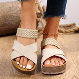 Crisscross Open Toe Platform Sandals - Trendsi