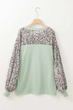 Printed Notched Long Sleeve Blouse - Trendsi - Flyclothing LLC