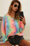 BiBi Tie Dye French Terry Long Sleeve Knit Top - Trendsi - Flyclothing LLC