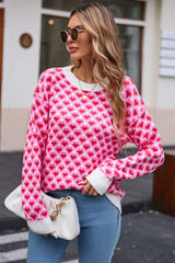 Angel Wings Contrast Round Neck Dropped Shoulder Sweater - Trendsi - Flyclothing LLC