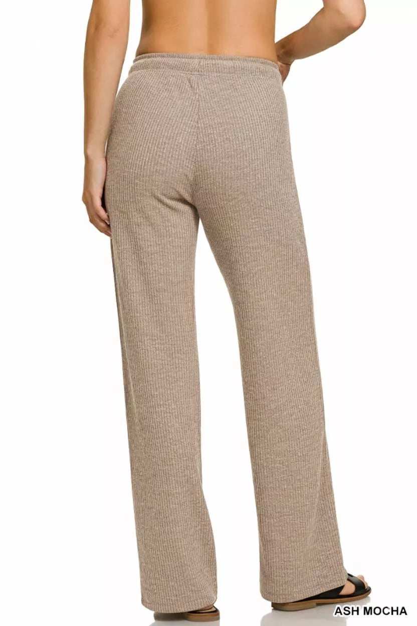 Zenana Ribbed Drawstring Lounge Pants - Trendsi - Flyclothing LLC