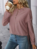 Eyelet Round Neck Long Sleeve Top - Trendsi - Flyclothing LLC