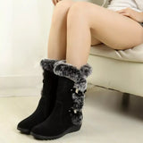 Fur Trim Round Toe Boots - Trendsi - Flyclothing LLC