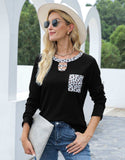 Cutout Leopard Round Neck Long Sleeve T-Shirt - Trendsi - Flyclothing LLC