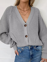 Full Size Chunky Knit Button-Down Cardigan Plus Size - Trendsi - Flyclothing LLC
