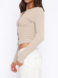 Button Down Long Sleeve Top - Trendsi