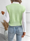 Full Size Button Up V-Neck Sweater Vest - Trendsi - Flyclothing LLC