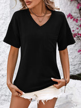 V-Neck Dropped Shoulder T-Shirt - Trendsi - Flyclothing LLC