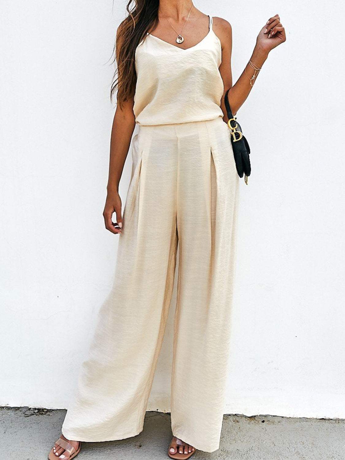 Spaghetti Strap Cami and Wide Leg Pants Set - Trendsi - Flyclothing LLC