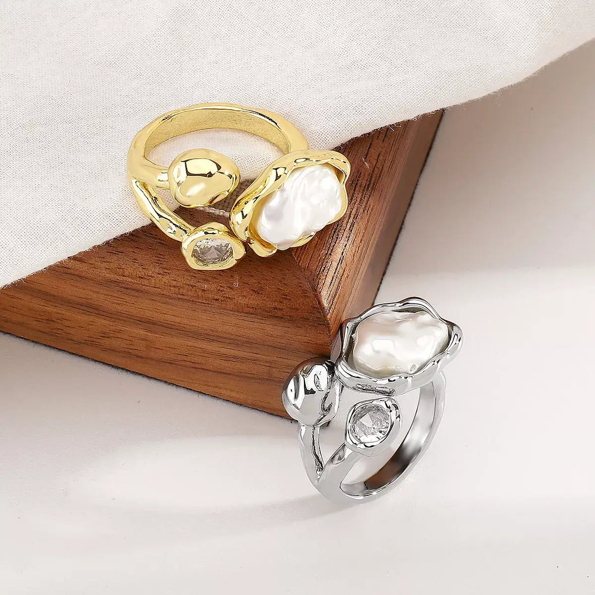 Irregular Pearl Open Ring - Trendsi - Flyclothing LLC