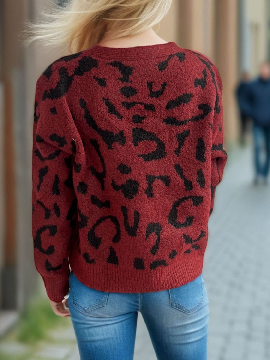 Leopard V-Neck Button Up Cardigan - Trendsi