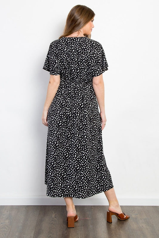 Be Stage Full Size Printed Smocked Waist Dress - Trendsi