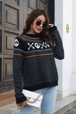 Ghost Pattern Round Neck Long Sleeve Sweater - Trendsi - Flyclothing LLC