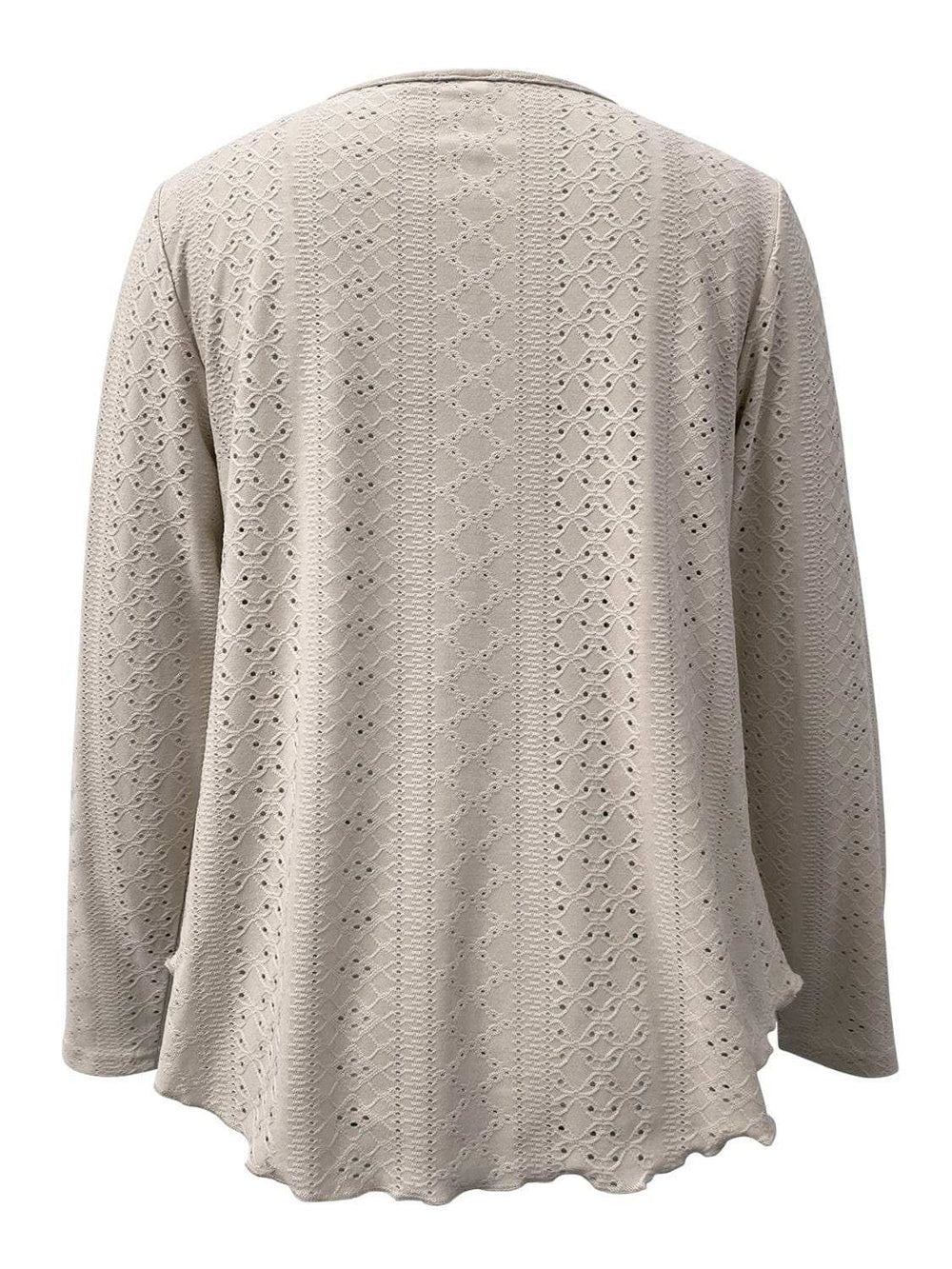 Eyelet Long Sleeve Blouse - Trendsi - Flyclothing LLC