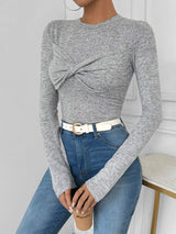 Twisted Round Neck Long Sleeve T-Shirt - Trendsi - Flyclothing LLC