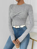 Twisted Round Neck Long Sleeve T-Shirt - Trendsi