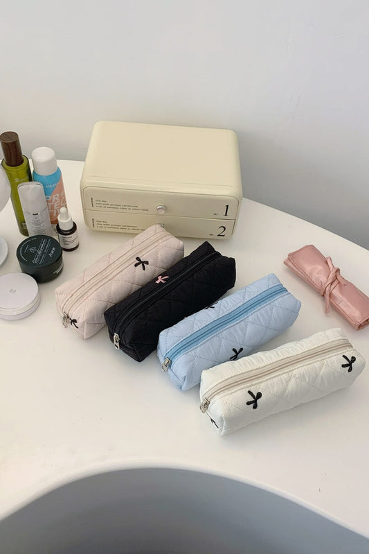 Bow Embroidered Quilted Storage Bag - Trendsi