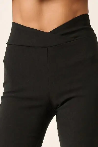 Mittoshop Surplice V Waist Flare Pants - Trendsi - Flyclothing LLC