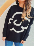 Contrast Round Neck Long Sleeve Sweater - Trendsi - Flyclothing LLC
