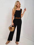 Square Neck Tank and Wide Leg Pants Set - Trendsi - Flyclothing LLC