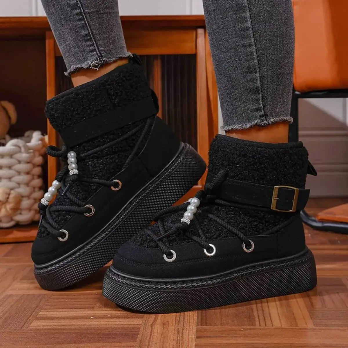 Lace Up Platform Boots - Trendsi - Flyclothing LLC