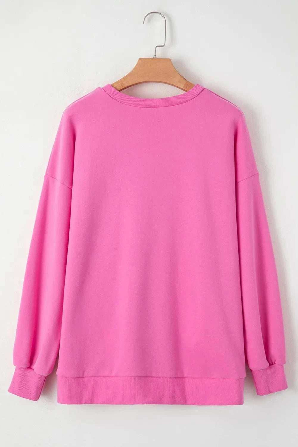 Round Neck Long Sleeve Sweatshirt - Trendsi - Flyclothing LLC