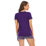 Striped Short Sleeve Top and Shorts Lounge Set - Trendsi - Flyclothing LLC