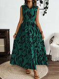 Printed Tie Waist Sleeveless Maxi Dress - Trendsi - Flyclothing LLC
